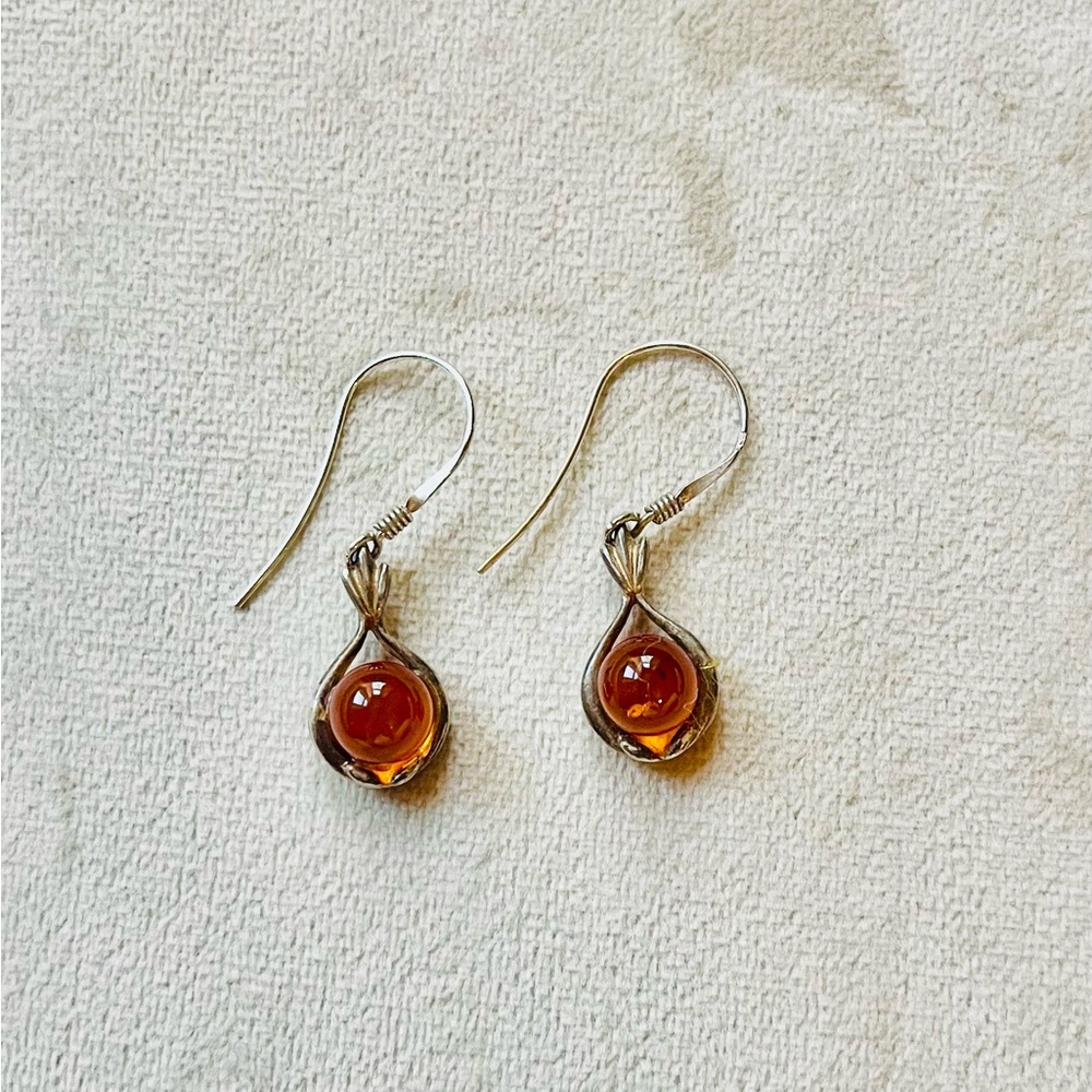Silver & Amber Earrings
